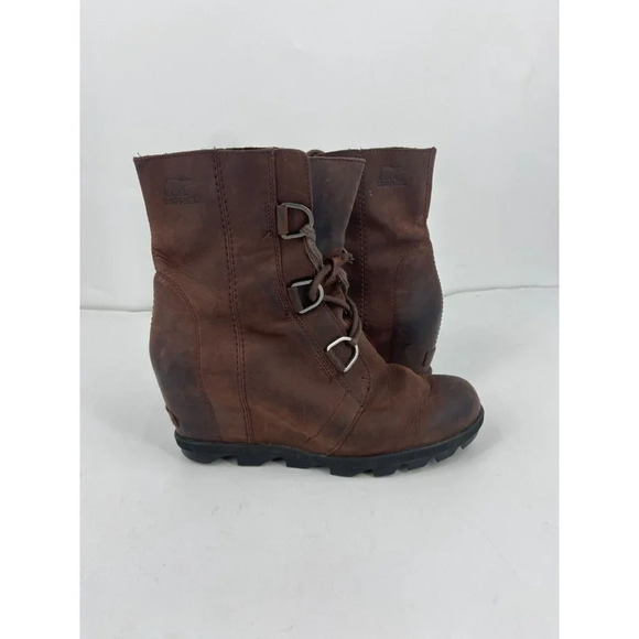 Sorel Women's Joan Of Arctic Wedge Cattail Red NL3018 908 Lace Wedge Boot SZ 10 - Picture 5 of 11